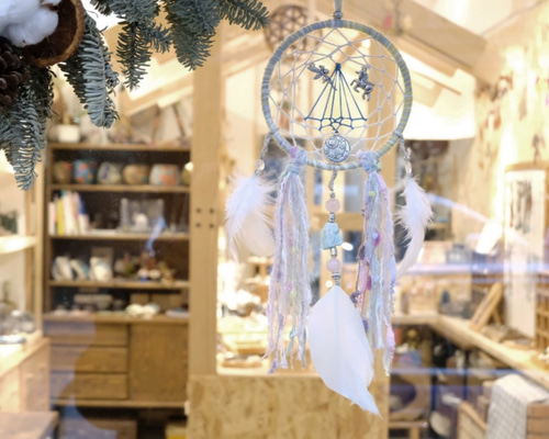 手作りドリームキャッチャーペンダント-天河石/ピンククリスタル