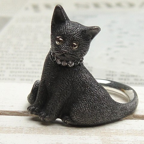 お座り黒猫リング (シルバー/CZ) 指輪・リング ナーズ 通販 お座り黒猫リング (シルバー/CZ) 指輪・リング ナーズ 通販