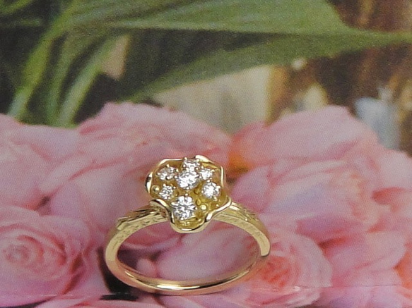 ブーケリング （K18YG/ダイヤモンド）【花束をイメージしたリング。送料無料】 6枚目の画像