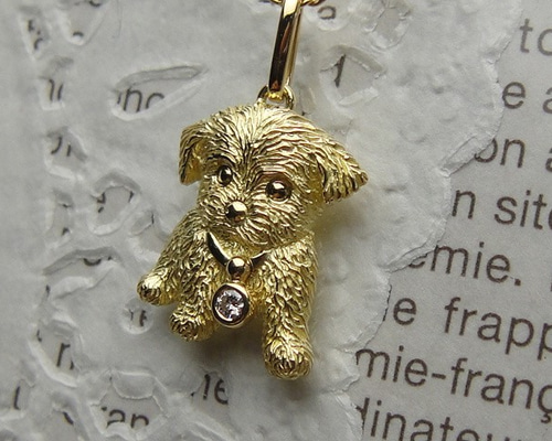 買取店】K10 プードル 犬 天然石 ネックレス ※ペンダントトップ