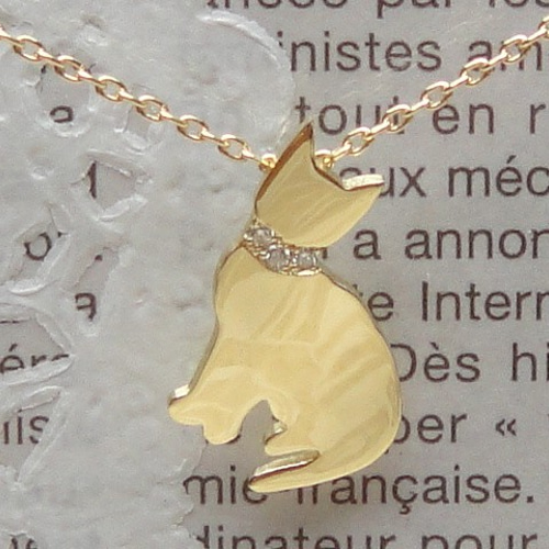 猫ペンダントトップCollar （K18YG/ダイヤ） ネックレス