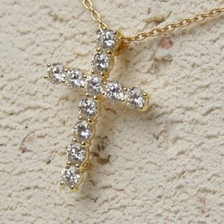 ダイヤモンドクロスネックレスL （K18YG/VSクラスダイヤ）【送料無料