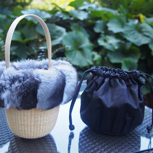 ち*ん様 ナンタケットバスケット（ハンドメイド / 牛革取手 × チンチラファー ナンタケットバスケット（ハンドメイド / 牛革取手 × チンチラ