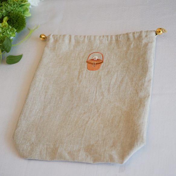 ナンタケットバスケット刺繍付き巾着 その他バッグ Nantucket