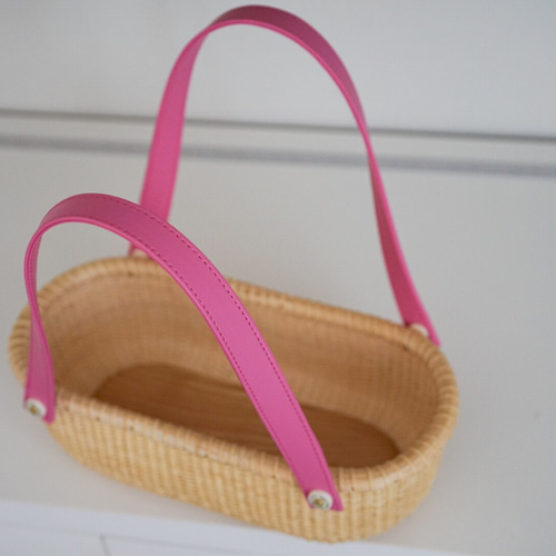 ナンタケットバスケット バントレイ ピンク平ハンドル かごバッグ