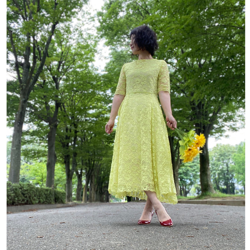 花レースワンピース、スカラップジャケットセット