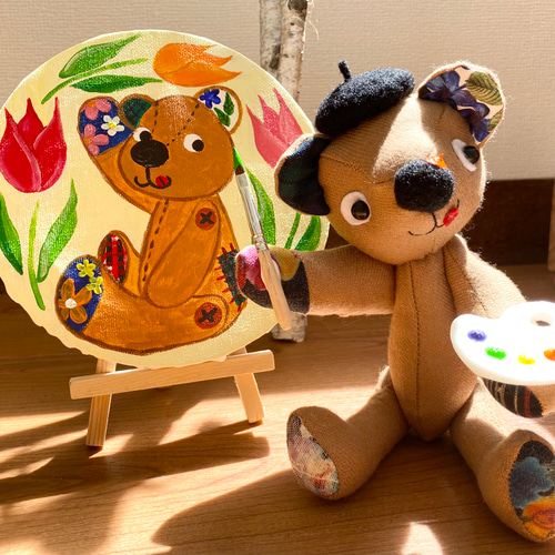 ユニークな癒し系テディベア＊ tehepero・bear (ネイビー/14cm