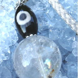 チベットからの贈り物✨《至純天珠》と巨珠✡17㍉❢《ヒマラヤ産エレスチャル水晶》開運お守りストラップ✡ 1枚目の画像