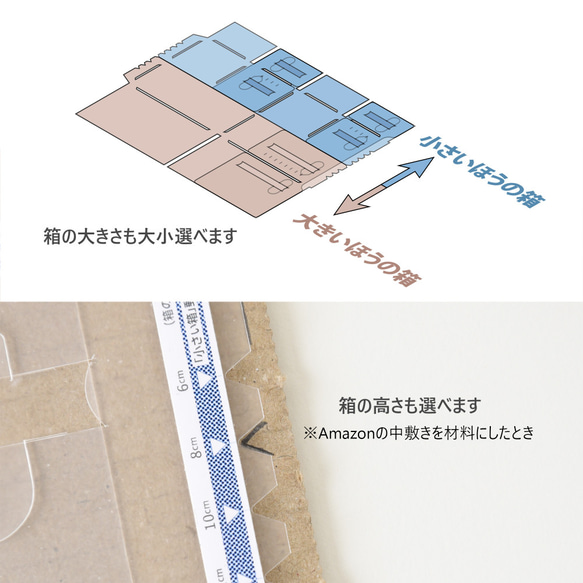 なぞるだけで【梱包箱】が手作りできるテンプレート　ダンボール箱からひと回り小さめの箱が作れます　スライドして巾も調整可能 6枚目の画像