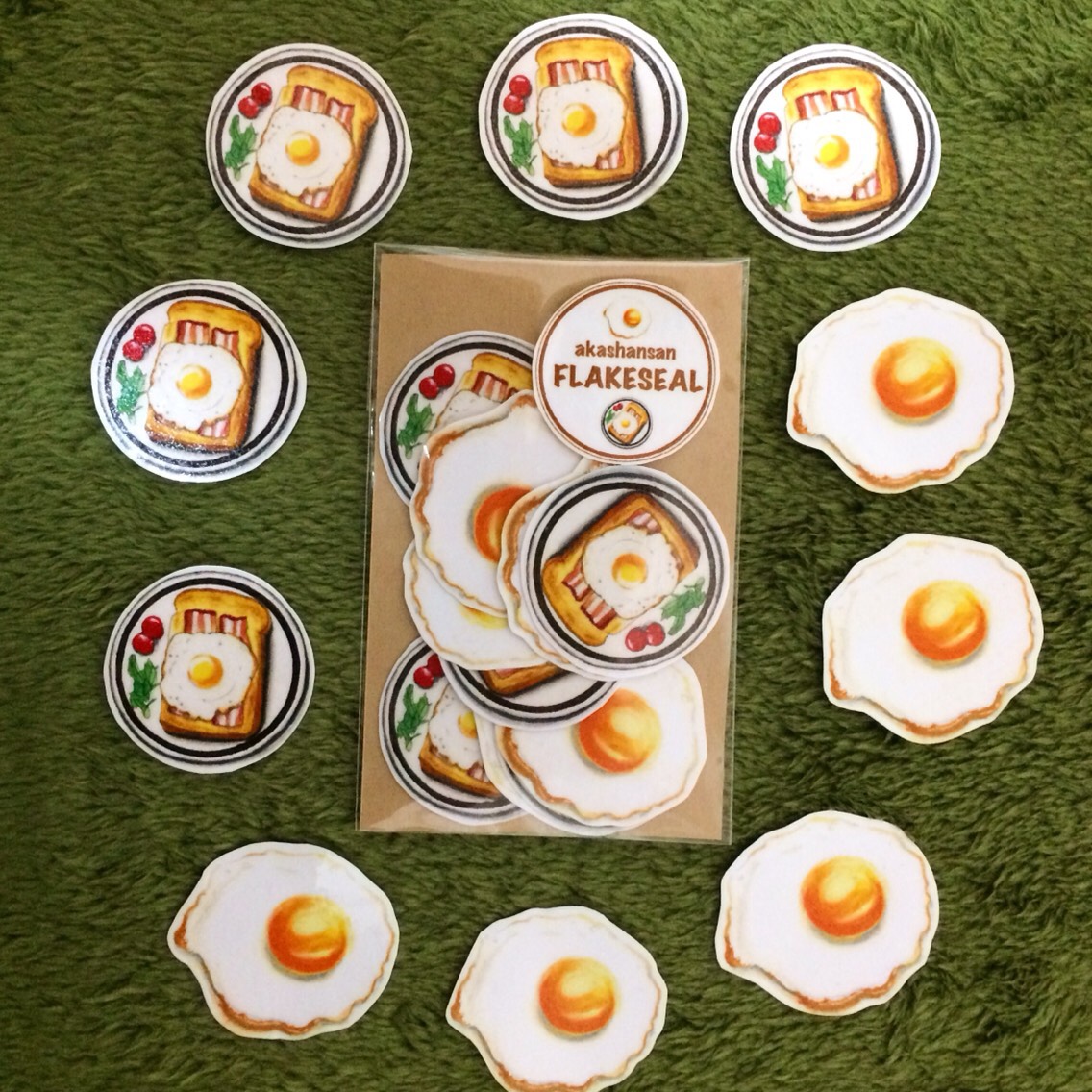 akashansan 目玉焼き&ベーコンエッグトーストフレークシール