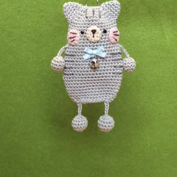 受注制作 手編み キーカバー 猫ちゃん 1枚目の画像