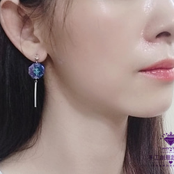 Landy House【手工創意設計精品】施華洛世奇元素SWAROVSKI~藍光八邊耳環 第3張的照片