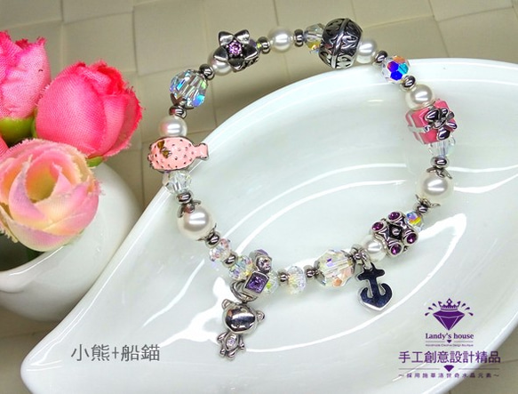 Landy House【手工創意設計精品】施華洛世奇元素SWAROVSKI~甜美風造型手鍊(配件以現貨為準) 第1張的照片