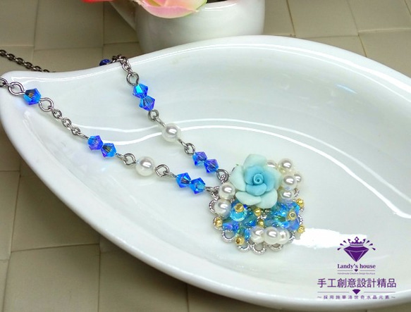 Landy House【手工創意設計精品】施華洛世奇元素SWAROVSKI~玫瑰珍珠項鍊 第1張的照片