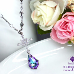 Landy House【手工創意設計精品】施華洛世奇元素SWAROVSKI~亮鑽十字架紫彩水晶項鍊 第1張的照片