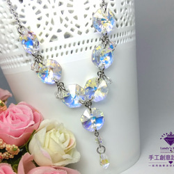 Landy House【手工創意設計精品】施華洛世奇元素SWAROVSKI~白彩八角華麗項鍊 第2張的照片