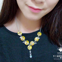 Landy House【手工創意設計精品】施華洛世奇元素SWAROVSKI~白彩八角華麗項鍊 第3張的照片