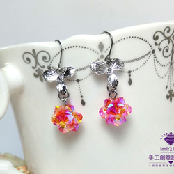 Landy House【手工創意設計精品】施華洛世奇元素SWAROVSKI~花花小球耳環 第2張的照片