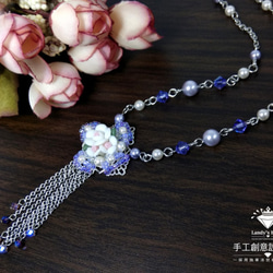 Landy House【手工創意設計精品】施華洛世奇元素SWAROVSKI~紫色夢幻流蘇項鍊 第2張的照片