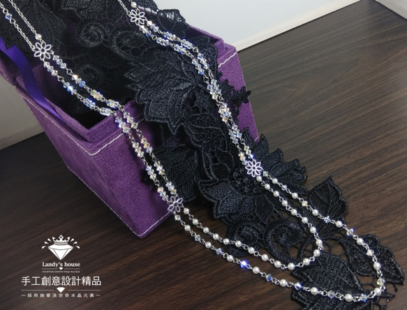 Landy House【手工創意設計精品】施華洛世奇元素SWAROVSKI~晶亮雪花長項鍊 第1張的照片