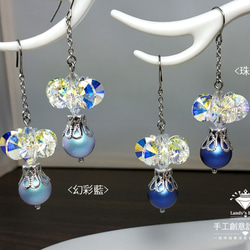 Landy House【手工創意設計精品】施華洛世奇元素SWAROVSKI~藍色海洋耳環（共2色可選) 第2張的照片