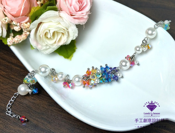 Landy House【手工創意設計精品】施華洛世奇元素SWAROVSKI~彩虹繽紛手鍊 第2張的照片