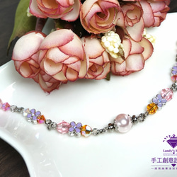 Landy House【手工創意設計精品】施華洛世奇元素SWAROVSKI~粉紅花朵手鍊 第2張的照片