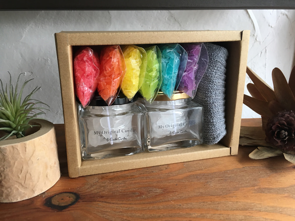 【家庭蠟燭製作套件】原創馬賽克蠟燭手工套件（彩虹色C） 第1張的照片