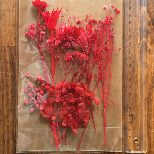 送料無料】増量済！セレクト花材 詰め合わせ ＊レッド系 プリザーブド