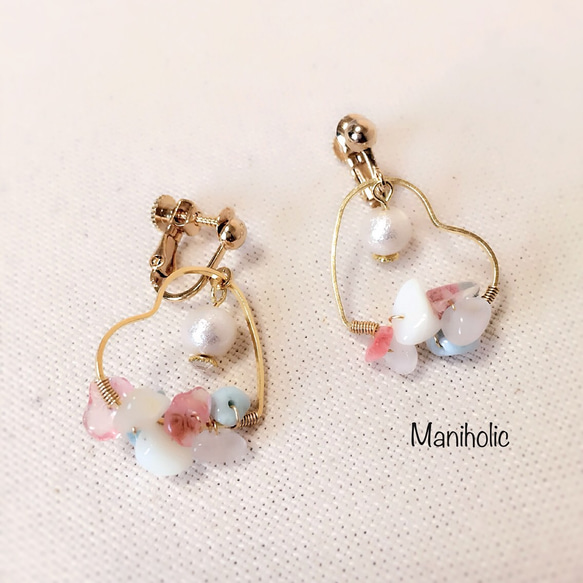 heart♡cottonpearl earring 1枚目の画像