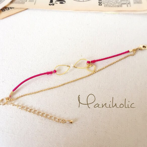 pearl♡ribbon  bracelet 3枚目の画像