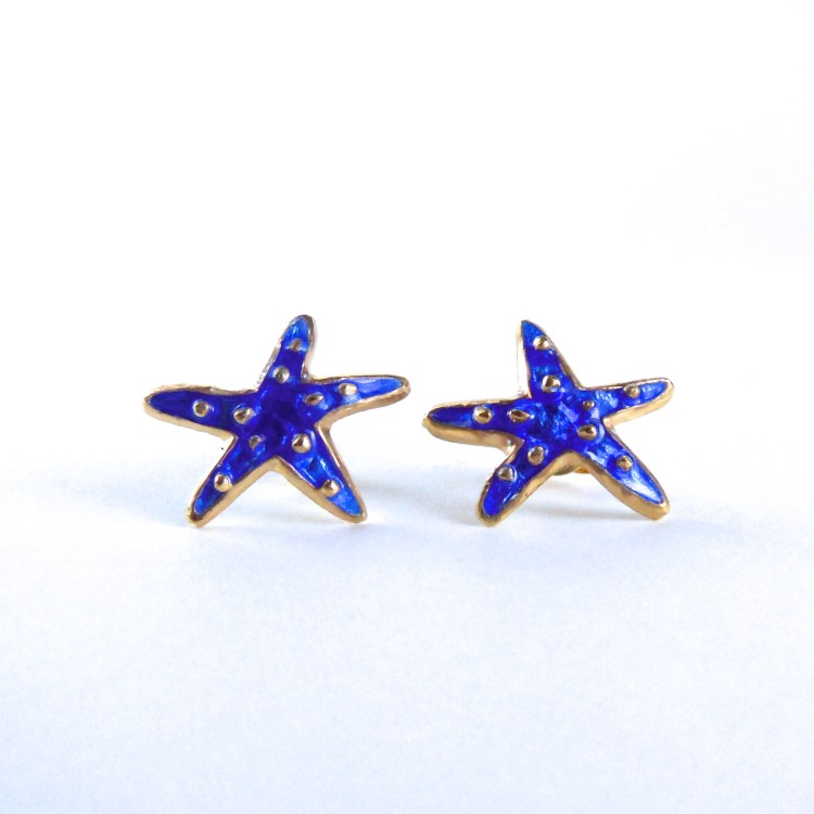 Starfish Pierced Earrings/Blue