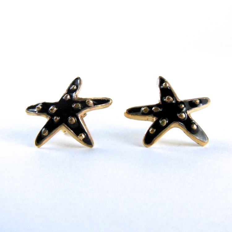 Starfish Pierced Earrings/Black