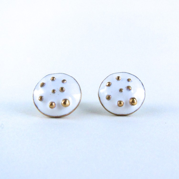 Circle Pierced Earrings/White 1枚目の画像