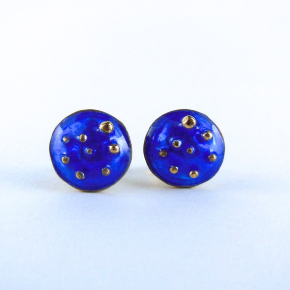 Circle Pierced Earrings/Blue 1枚目の画像