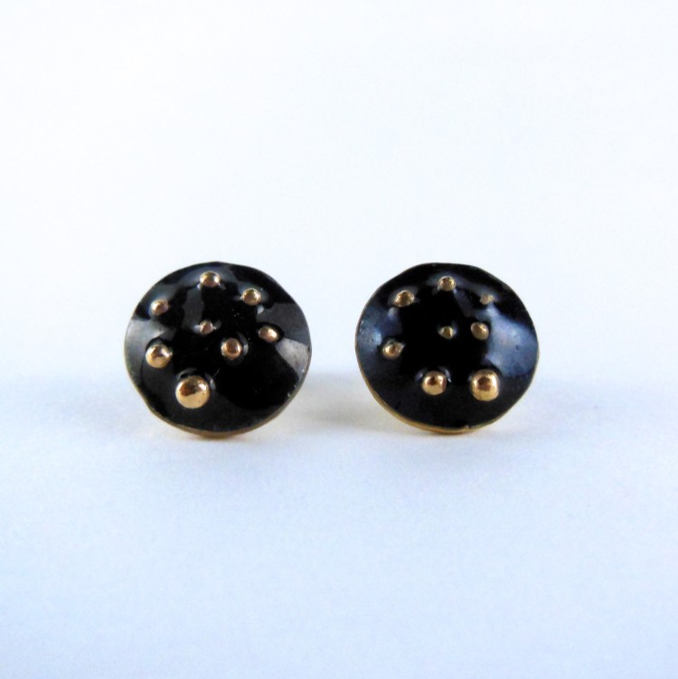 Circle Pierced Earrings/Black