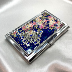 友禅和紙のカードケースdeluxe 桜と蝶 1枚目の画像