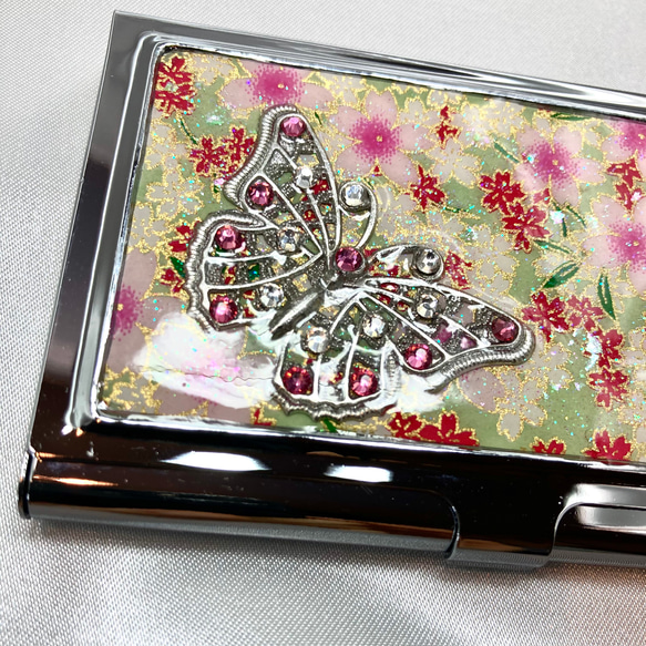 友禅和紙のカードケースdeluxe 桜と蝶 5枚目の画像