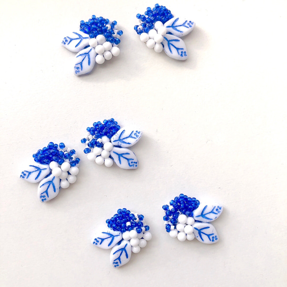 【受注制作】blue flower ピアス・イヤリング 5枚目の画像