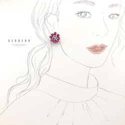 【受注制作】Gerbera (fuchsia pink)ピアス・イヤリング 8枚目の画像