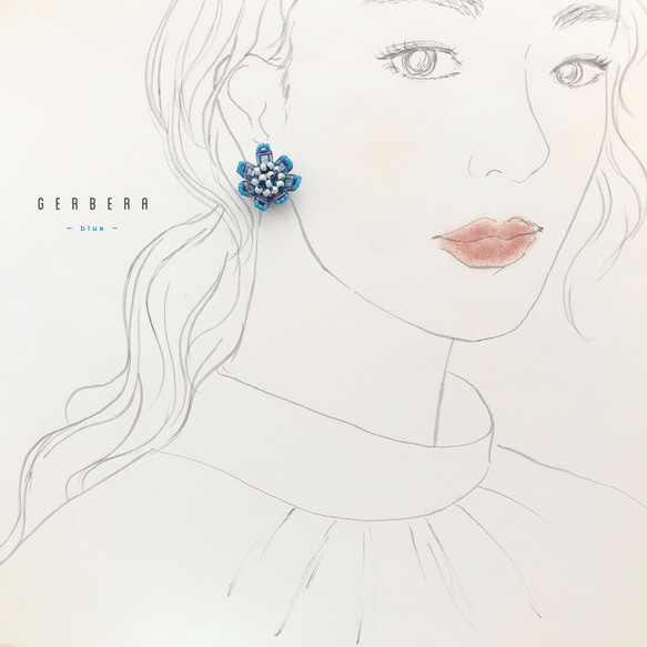 Gerbera (blue)ピアス・イヤリング 8枚目の画像