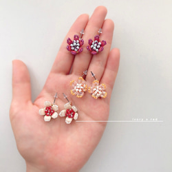 small flower (ivory×red)ピアス・イヤリング 6枚目の画像