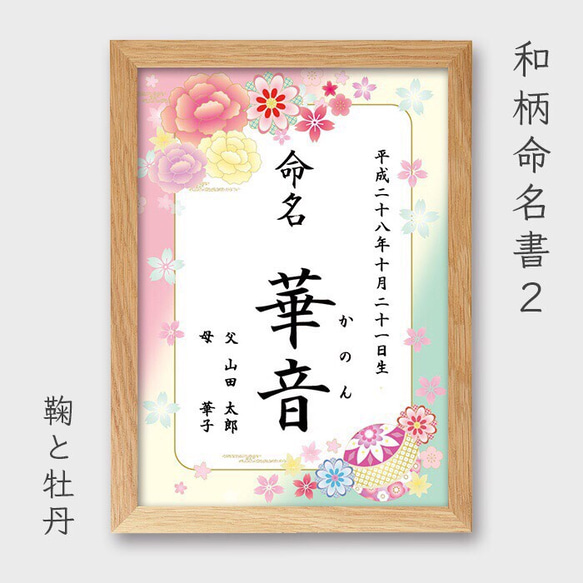 背景7種♡和柄命名書 “2” 2枚目の画像