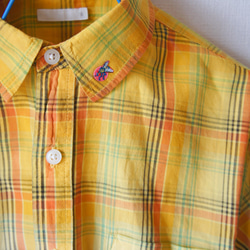 【古着】ハエワッペンのチェックシャツ(黄色)　男性:S 4枚目の画像