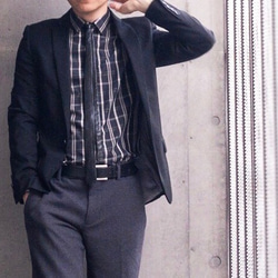 [展示作品]平織り先染めチェックフライフロントシャツ 6枚目の画像