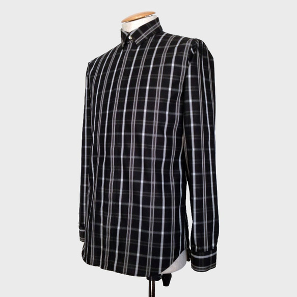 [展示作品]平織り先染めチェックフライフロントシャツ 8枚目の画像