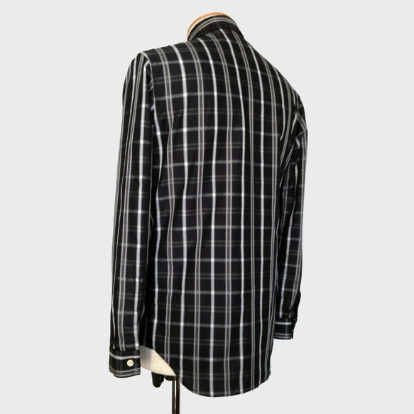 [展示作品]平織り先染めチェックフライフロントシャツ 10枚目の画像