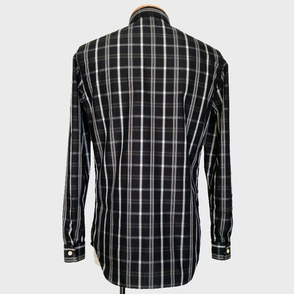 [展示作品]平織り先染めチェックフライフロントシャツ 11枚目の画像