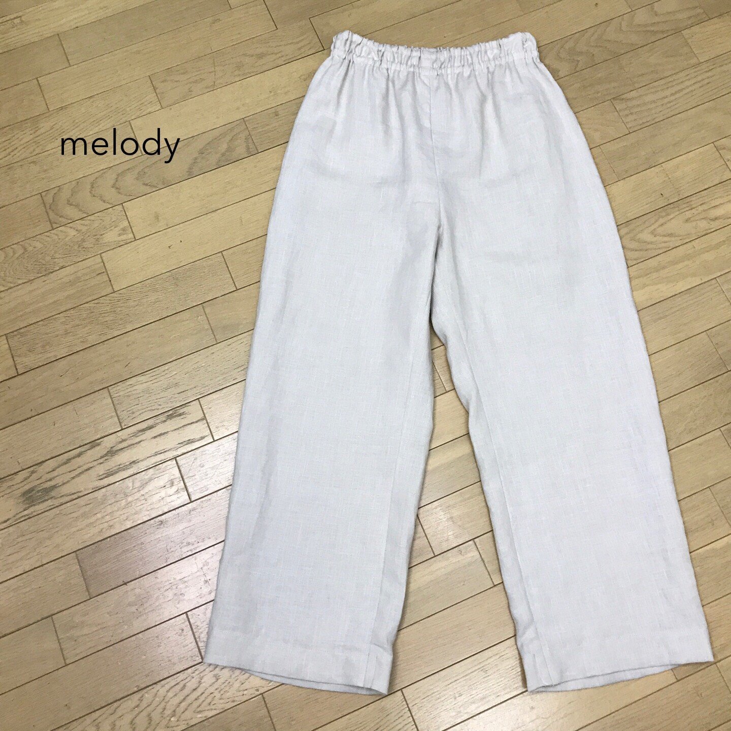 リネン ウエストゴム ワイドパンツ【オフ】