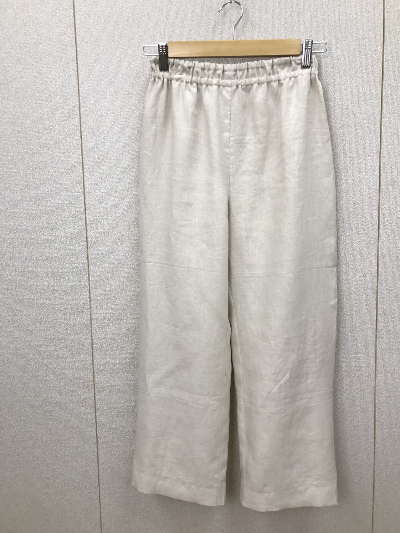 リネン ウエストゴム ワイドパンツ【オフ】